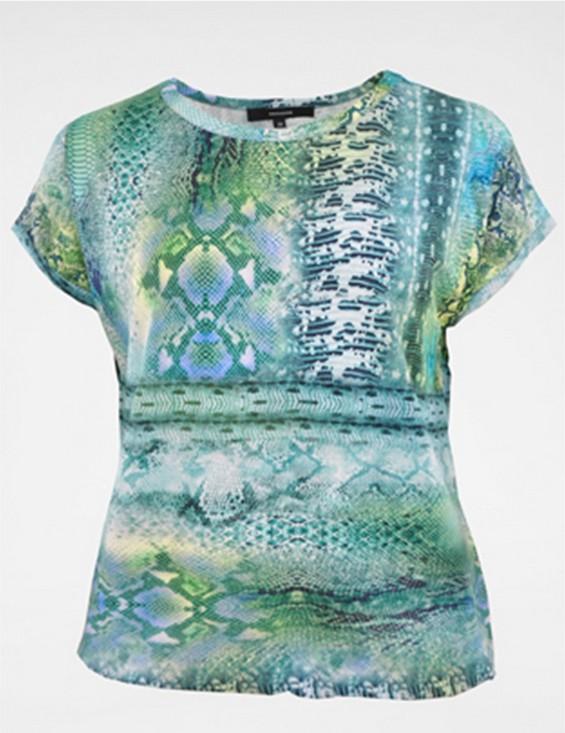 Damen Shirt T-Sleeves, elast. Saum, gemustert