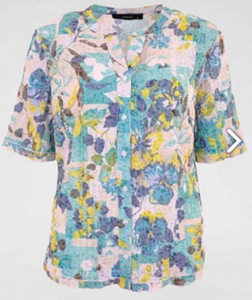 Bluse ohne Kragen halbarm gemustert