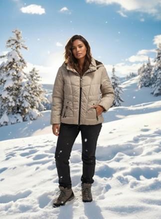 Steppjacke mit abn. Kapuze