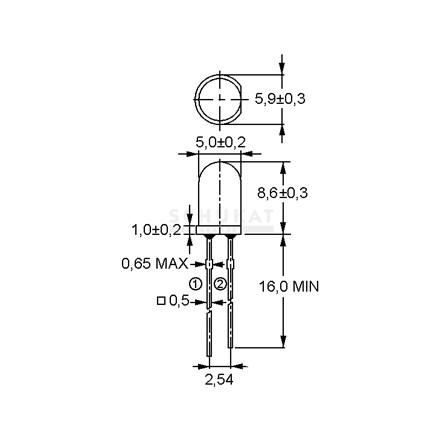 LED 5mm rot diffus - 0